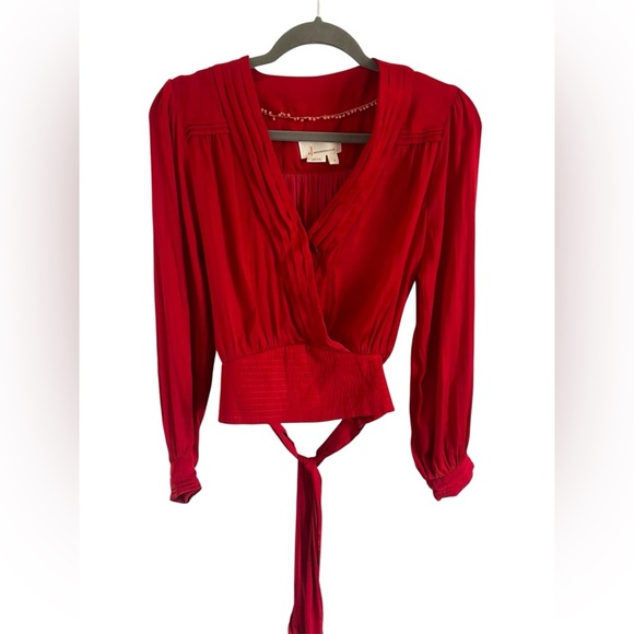 Anthropologie Red Faux Wrap Blouse, size small - Picture 1 of 5